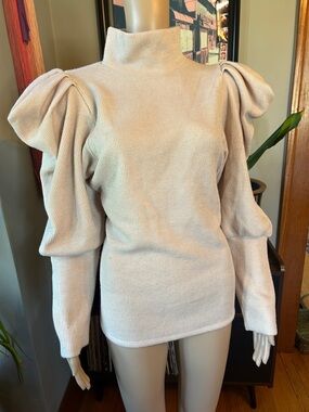 Express Cream Puff-Sleeve Turtleneck Sweater
